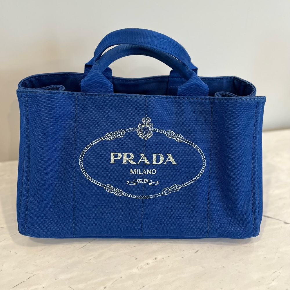 Prada canvas canapa logo tote handbag